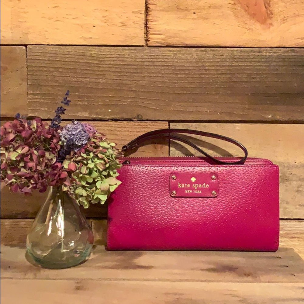 Kate Spade red leather wristlet.